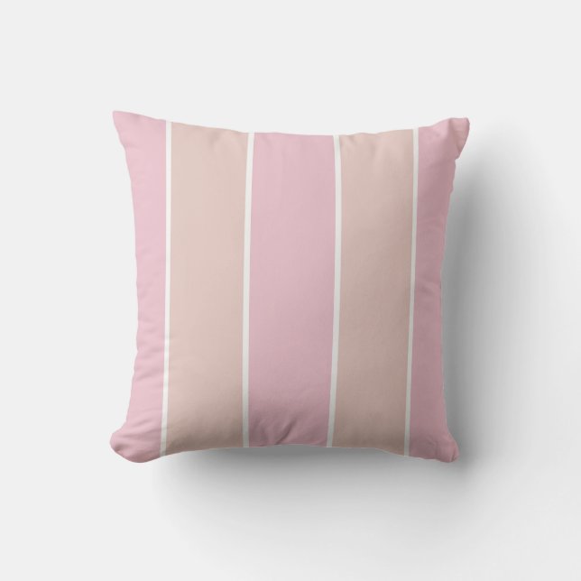 Almofada Listra Vertical Rosa Suave e Bege (Frente)