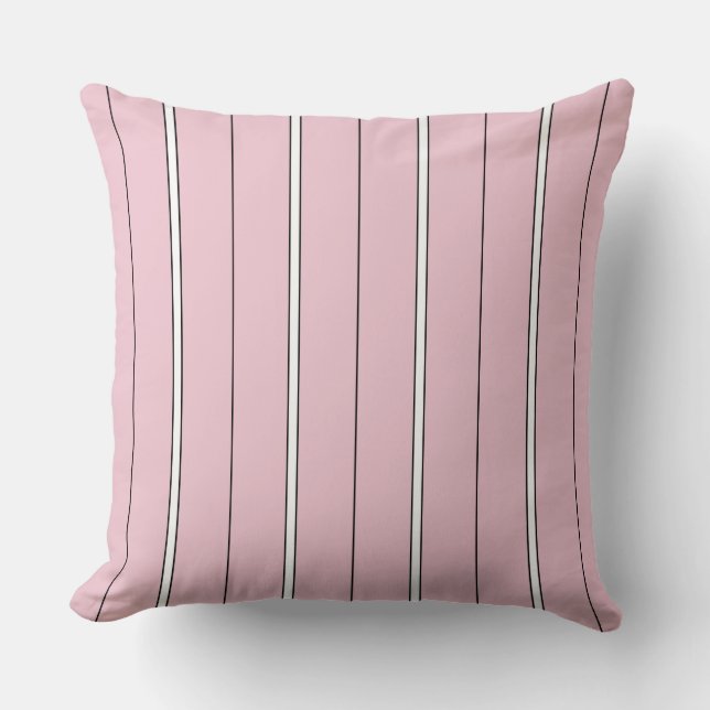 Almofada Listra Vertical Rosa Suave Padrão Minimalista (Frente)