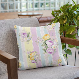 Almofada Listrado Floral Lavanda