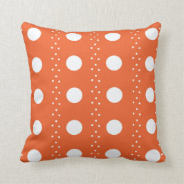 Almofada Listras alaranjadas e brancas de Polkadot