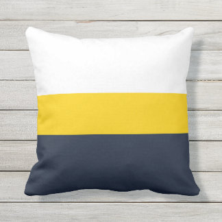 Almofada Listras Amarelas Brancas e Marinhos
