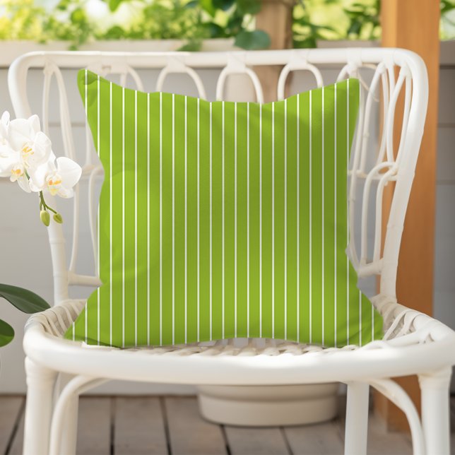 Almofada Listras Brancas Verde Lima de Verão (Criador carregado)