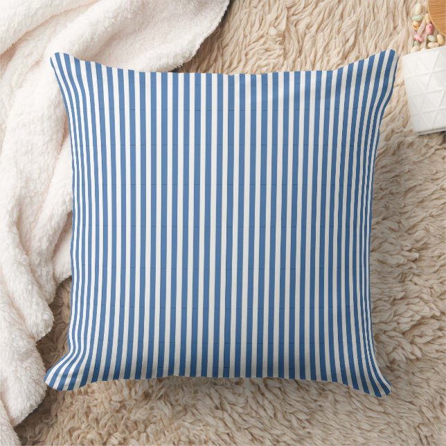Almofada Listras Clássicas Náuticas em Azul e Branco (Cobertor)