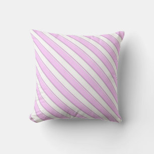 Almofada Listras Cor-de-Rosa Diagonais no Branco