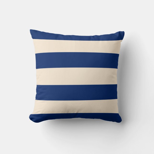 Almofada Listras de Azul Real e Branco Antigo (Frente)