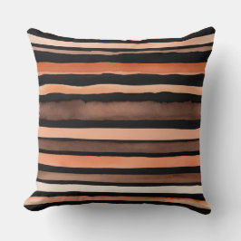 Almofada Listras de bronze e pêssego pretas