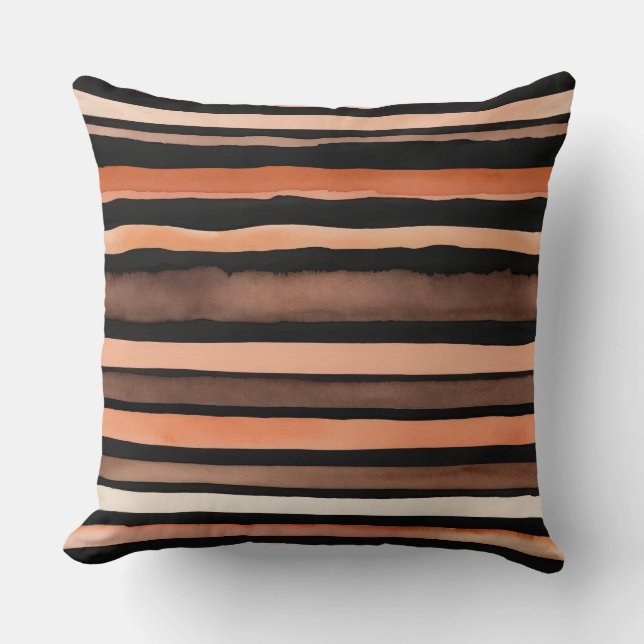 Almofada Listras de bronze e pêssego pretas (Frente)