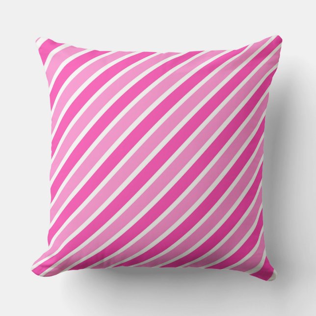 Almofada Listras de Natal Rosa e Branco Elegantes (Frente)