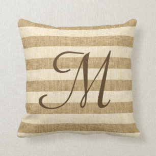 Almofada Listras de serapilheira de Monogramed