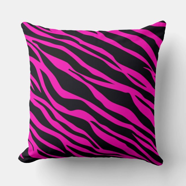 Almofada Listras de Zebra Rosa Quente (Frente)