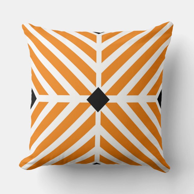 Almofada Listras Diagonais Laranja Moderno (Frente)