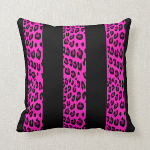 Almofada Listras do leopardo do rosa quente