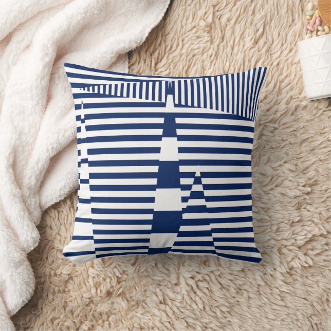 Almofada Listras em Listras em Azul e Branco (Cobertor)