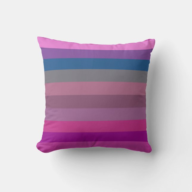 Almofada Listras Horizontais Retro Bubblegum Bold 70s (Frente)