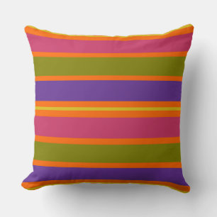 Almofada Listras Laranja, Amarelo, Vermelho, Verde e Roxo