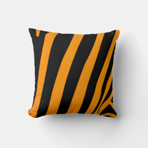 Almofada Listras Laranja e Preto Padrão Inspirado na Safari