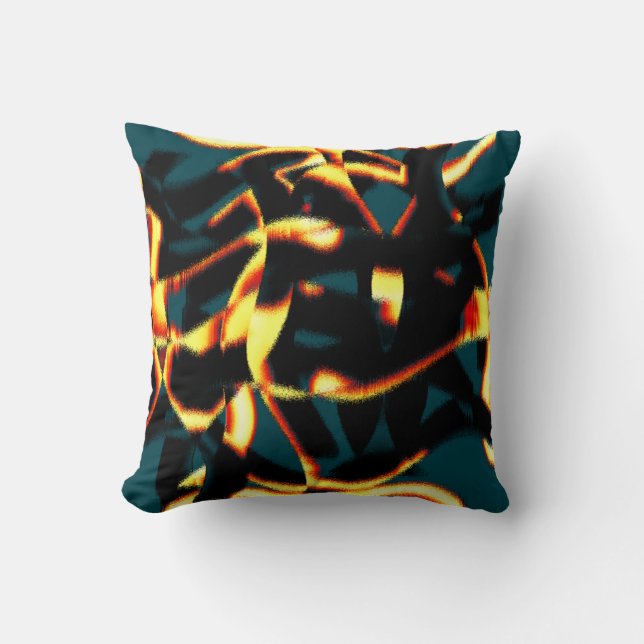 Almofada Listras queimadas com aspecto vermelho vermelho, b (Frente)