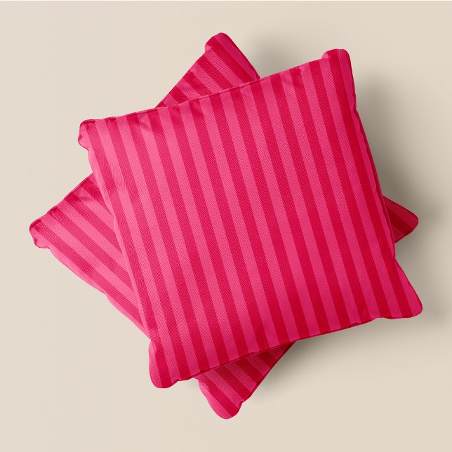 Almofada Listras Rosa e Rosa Escuras (Pink & Dark Pink Stripes Throw Pillow)