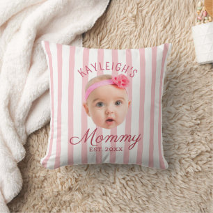 Almofada Listras Rosa Foto Personalizada Presente para Mãe