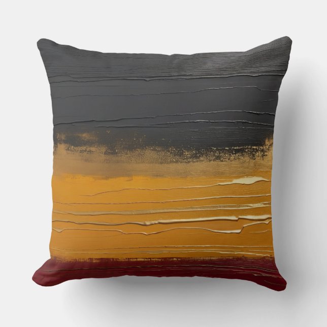 Almofada listras texturizadas preto vermelho e amarelo (Frente)