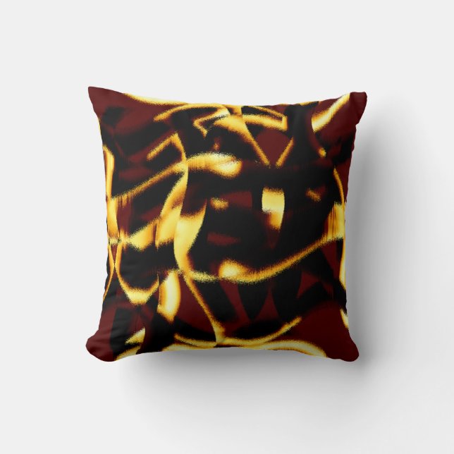 Almofada Listras torcidas queimadas amarelas parecem veloze (Frente)