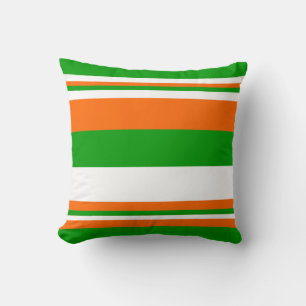 Almofada Listras verdes, brancas e laranja