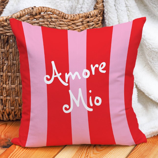 Almofada Listras Vermelhas e Rosas Vibrantes | Amore Mio (Criador carregado)