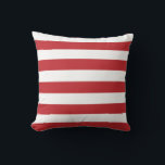Almofada Listras Vermelhas Escuras e Brancas<br><div class="desc">Uma almofada decorativa projetada com um padrão listrado de vermelho escuro e branco. Personalize a cor vermelha,  tamanho do padrão entre outras opções.</div>