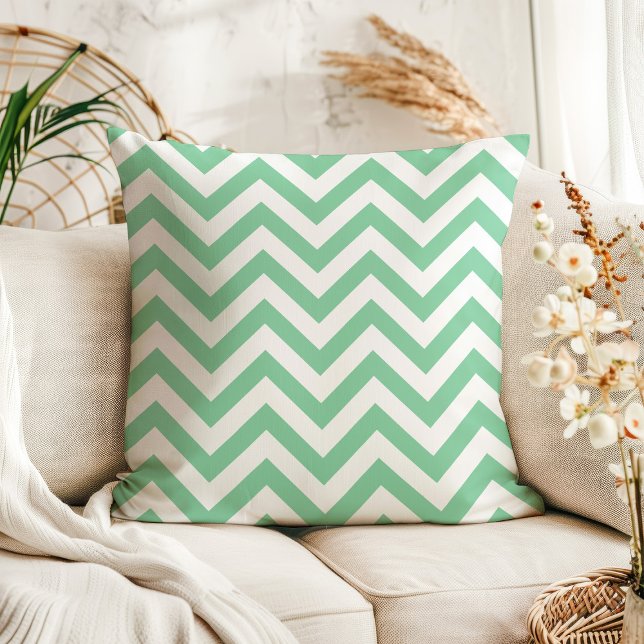 Almofada Listras Zig Zag Chevron Verde Limão e Branco Moder (Criador carregado)