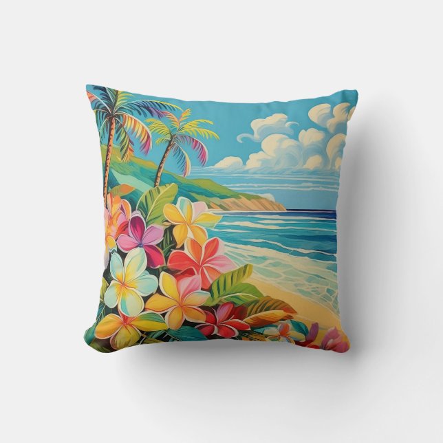 Almofada Litógrafo venenoso arte tropical (Frente)