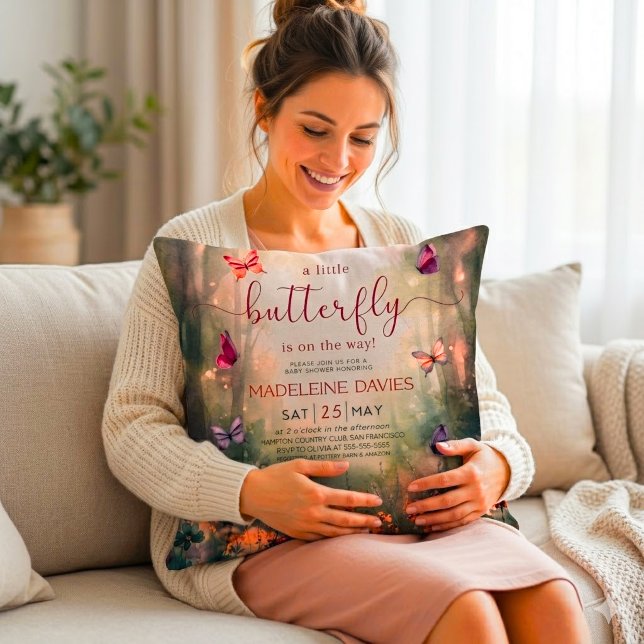 Almofada Little Butterfly Watercolor Baby Shower (Criador carregado)