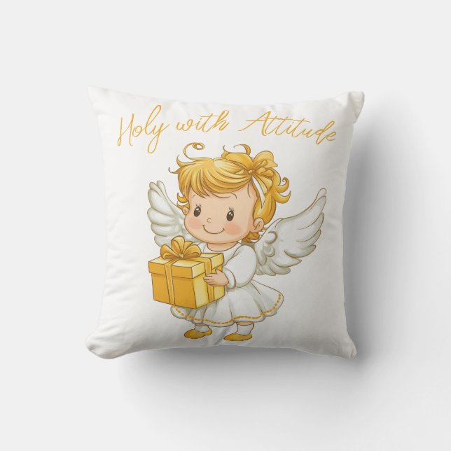Almofada Little golden Angel with Gift  (Frente)
