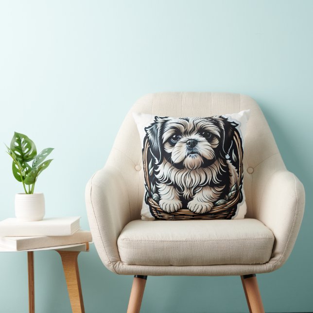 Almofada Little Shih Tzu Travesseiro decorativo (Cadeira)