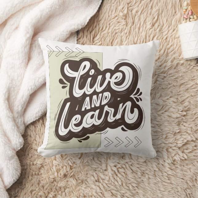 Almofada Live and Learn Motivational Typography Throw Pillo (Cobertor)