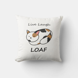 Almofada Live Laugh Loaf Calico Cat Travesseiro
