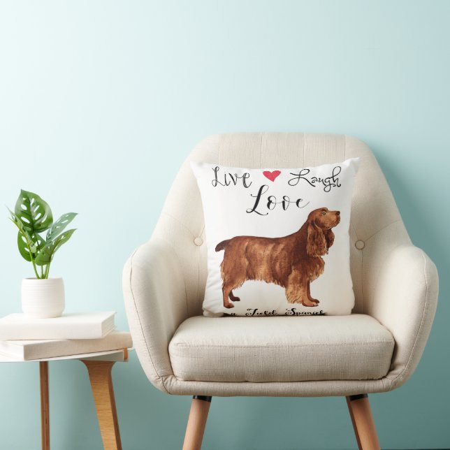 Almofada Live Laugh Love a Field Spaniel Travesseiro decora (Cadeira)