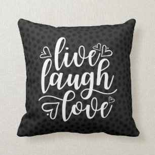 Almofada Live Laugh Love Dizendo Negro