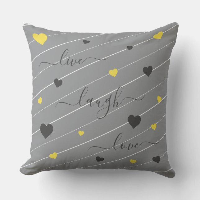 Almofada Live Laugh Love Hearts Travesseiro decorativo (Frente)