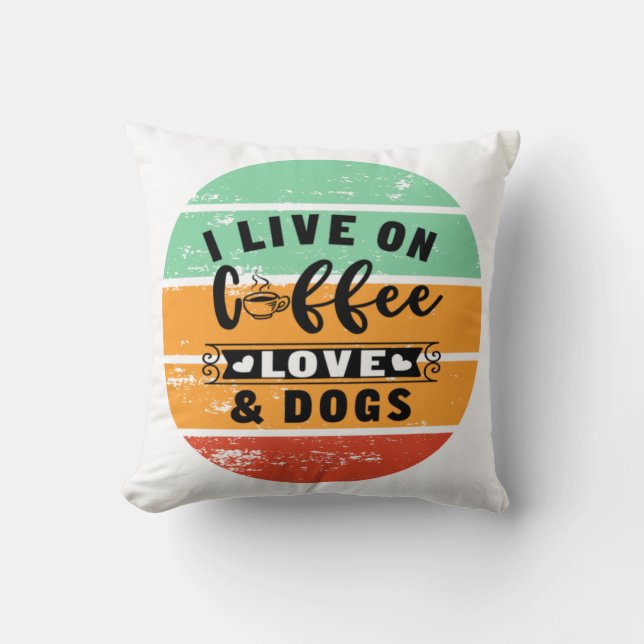 Almofada Live On Coffee Love And Dogs (Frente)