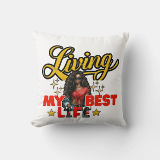 Almofada Living My Best Life – Inspirational Throw Pillow