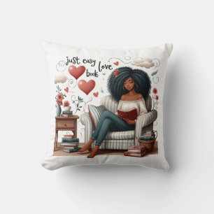 Almofada Livro de Amor Fácil, Leitura de Menina Africana Am