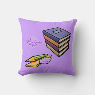Almofada Livros, Lápis e Réguas Travesseiro decorativo Quad