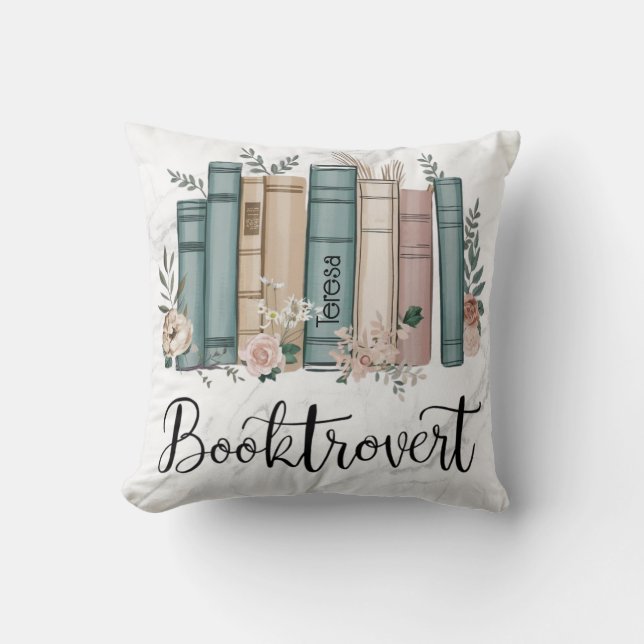Almofada Livros personalizados de aquarela de booktrovert n (Frente)