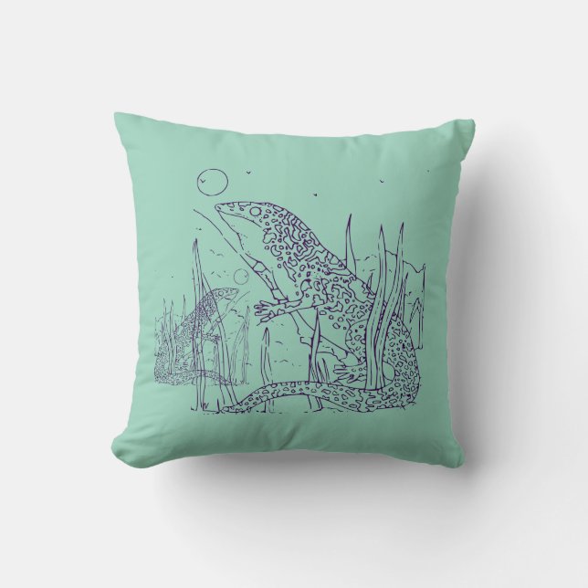 Almofada Lizards on Green Throw Pillow – Reptile Lover Gift (Frente)