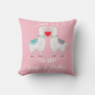 Almofada Llama Love You Babe Nomes de Casais Personalizados