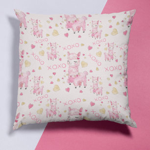 Almofada Llama Rosa XOXO Aquarela