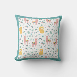 Almofada Llamas Cats Alapaca Green Animais Boho