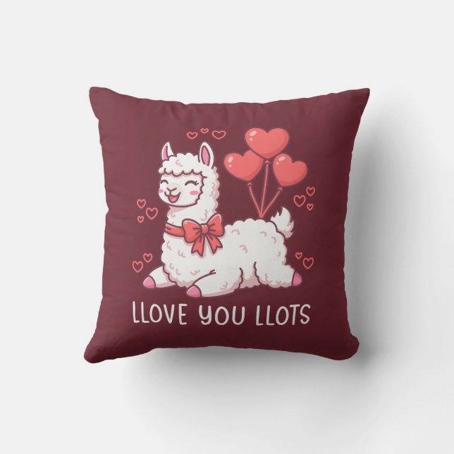 Almofada Llove You Llots - Kawaii Llama Valentine (Verso)