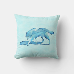 Almofada Lobo Azul Na Neve