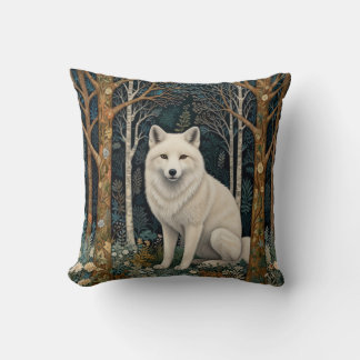 Almofada Lobo branco vintage boho floresta de madeira